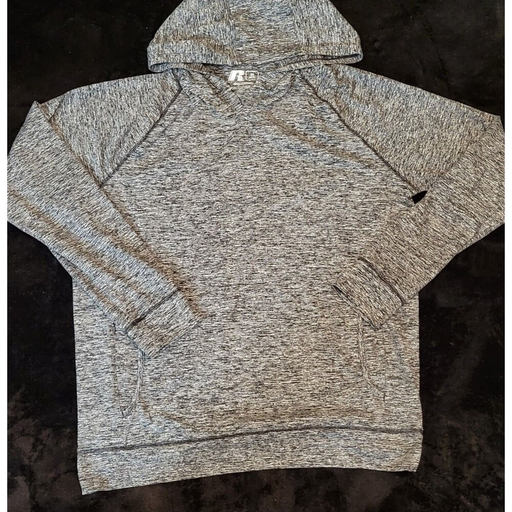 Russell Size Medium 38-40 Dri Power 360 Long Hooded Pullover Gray